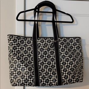 Large Coach Black and White Tote Bag